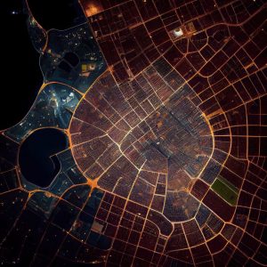 the map of the city of moscow at night